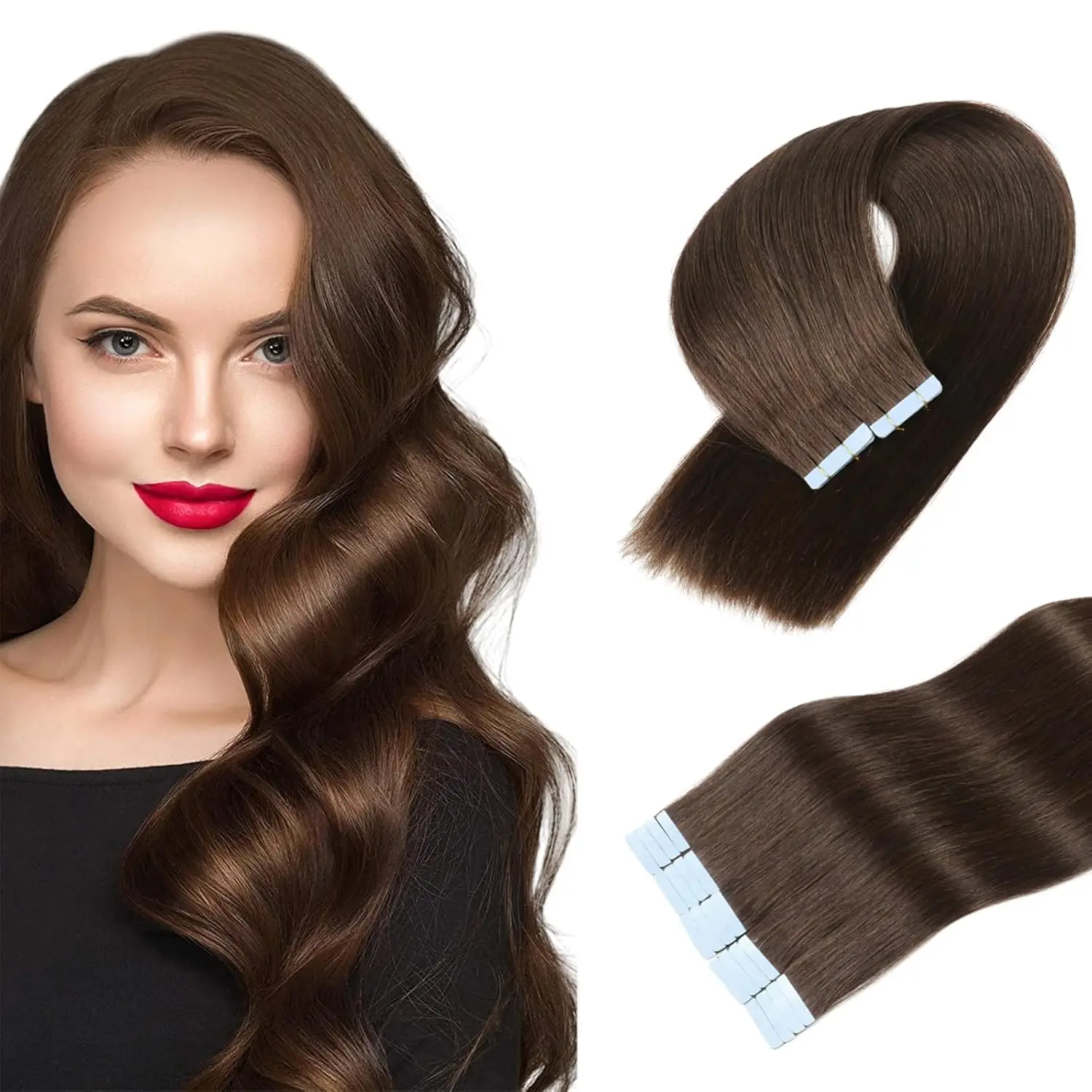 Tape in Hair Extensions Human Hair Double Weft Real Human Hair Extensions Seamless Straight Human Hair Extensions #2