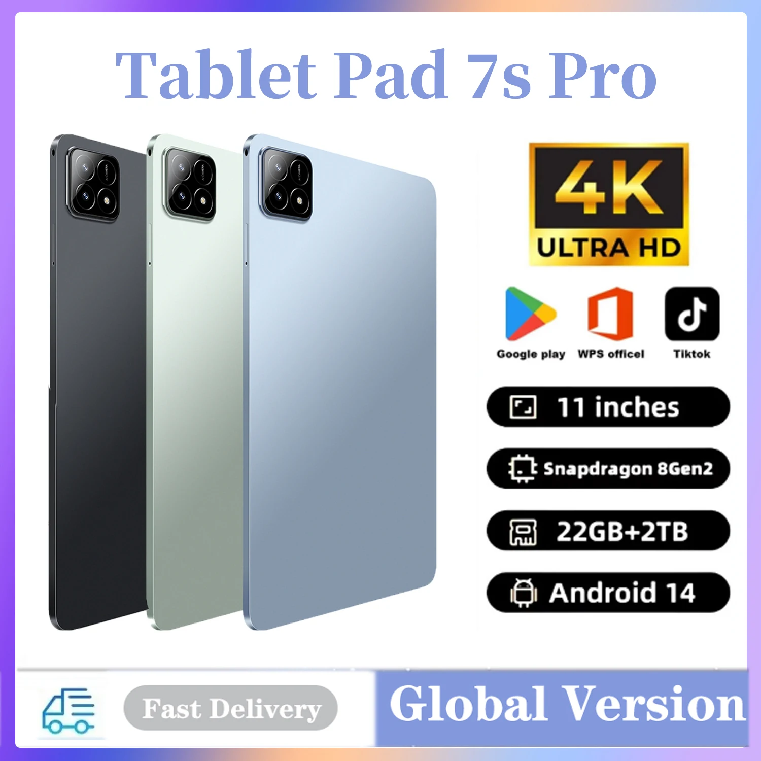 

2025 New Pad 7s Pro Original Tablet Android 14 Snapdragon 8 Gen2 16GB 1TB 22GB 2TB 5G 20000mAh Dual SIM Wifi 4K 7s Pro Tablet