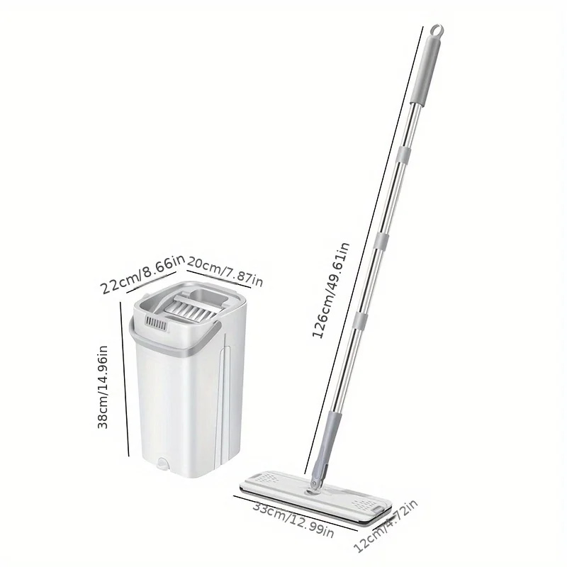 Mopa Plana Autoescurrible con Cubeta para Pisos del Hogar, Cocina y Baño, Plástico Resistente, Limpieza en Seco y Húmedo