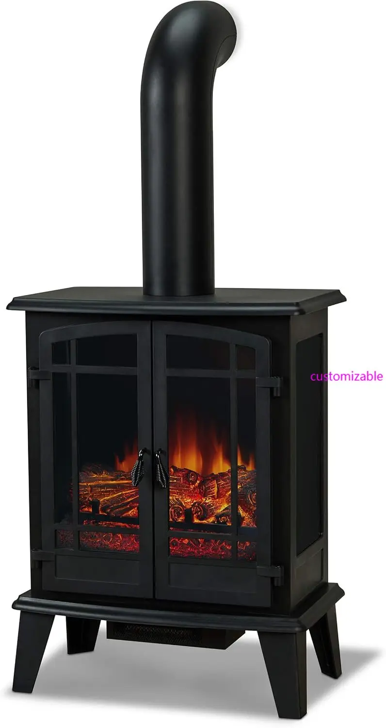 

Foster 25" Stove Electric Fireplace for Living Room or Bedroom, Realistic Log and Flame Effect, Adjustable Thermostat, Shut-Off