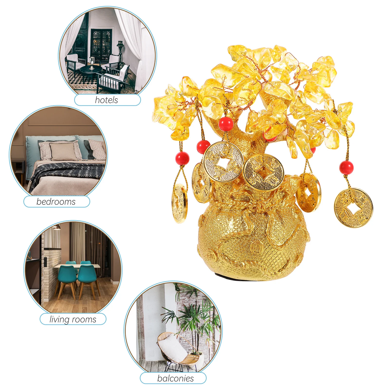 

Crystal Money Tree Ornament Exquisite Citrine Bonsai Decor for Desk Home Office Tabletop Prosperity Charm Decoration Craft