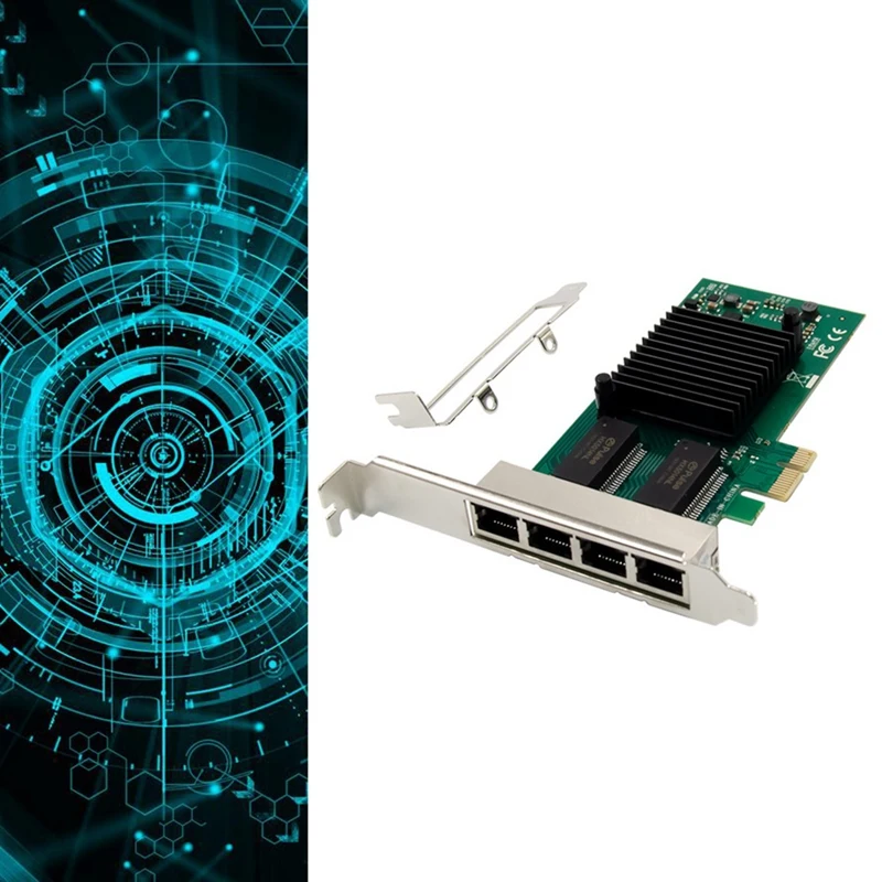 I340-T4 PCI-E X1 Gigabit Server Network Card 4 Port RJ45 PCI Express X Gen 2.1 5GT/S 82580EB Gigabit Network Card