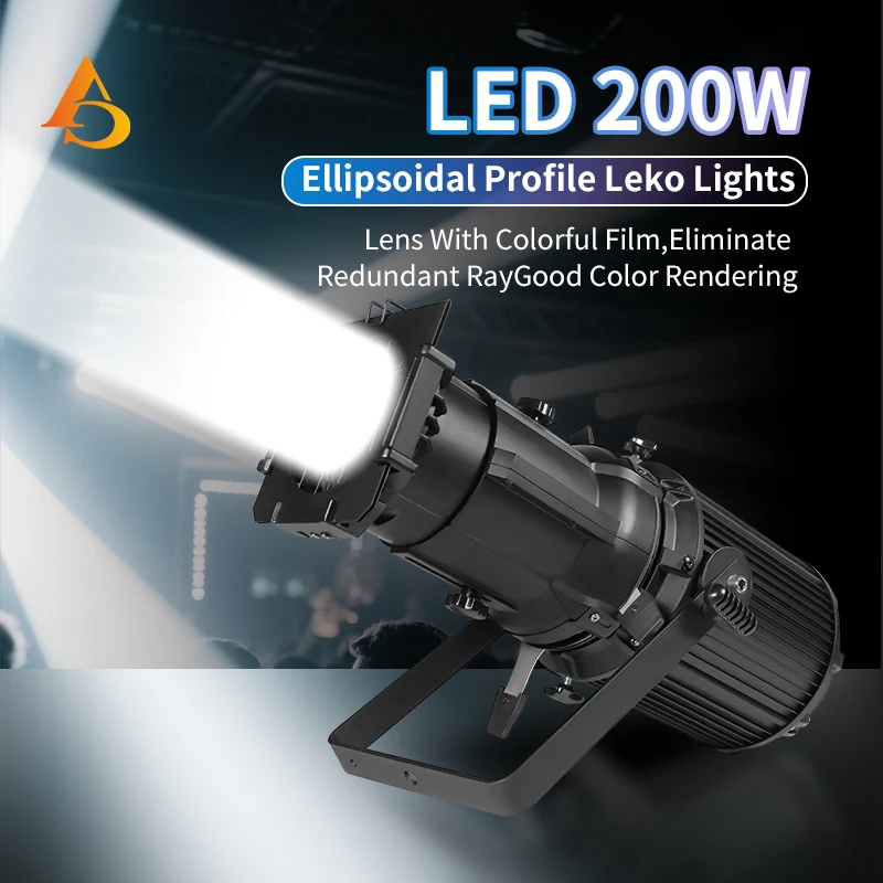AICPOSE Led 200W  Profile Projector Spot Light Aluminum Profession Warm/Cold White/RGBW Dmx Party Lights For TV Studio Theater