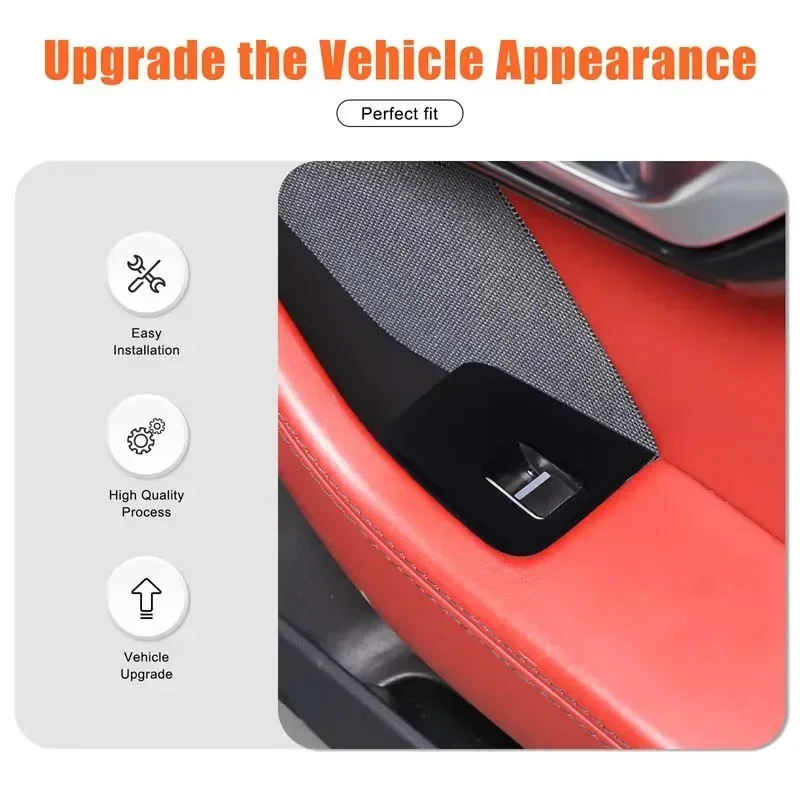 For 13+ Models of Jaguar F-TYPE Glass Lift Frame Car Window Lift Decorative Frame Accessories Epoxy/gloss Black (soft) 2PCS