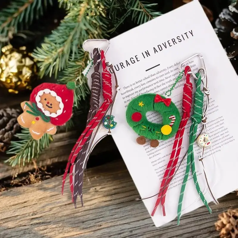 Christmas Plush Cartoon Gingerbread Man Christmas Wreath Pendant Keychain Backpack Hanging Ornament Xmas New Year Gift