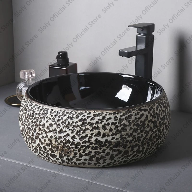 유럽 스타일의 세련된 예술 세면대 세라믹 욕실 싱크대 고급 호텔 가정용 세면대 카운터탑 세면기