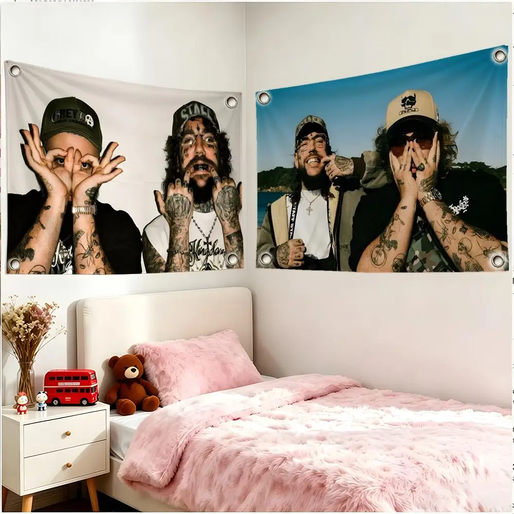 Band HipHop Suicideboys Flags Borderless Four Ring Ornament Indoor Outdoor Decoration Quick Hang Install