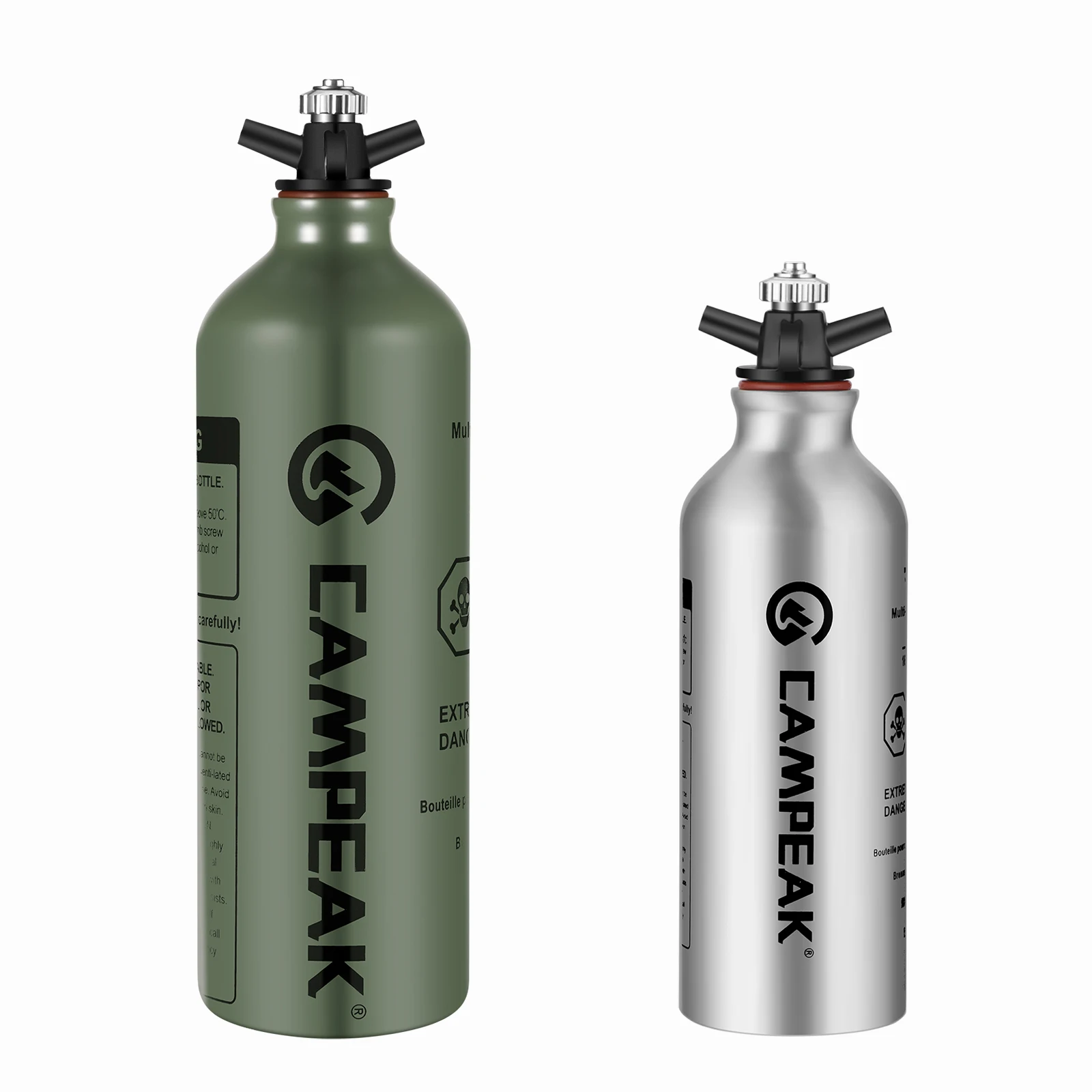 CAMPEAK Flüssigkraftstoffflasche 0,5 l/1 l Wassereimer für Outdoor-Camping mit Sicherheitsventil