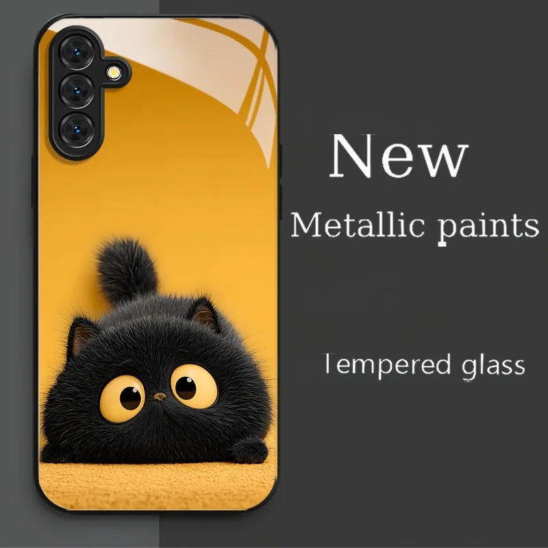 Fashion metal paint tempered glass phone case suitable for Samsung Galaxy S26 S25 S24 S22 S21 S20 S11S10 FE/Ultra/Plus anti drop