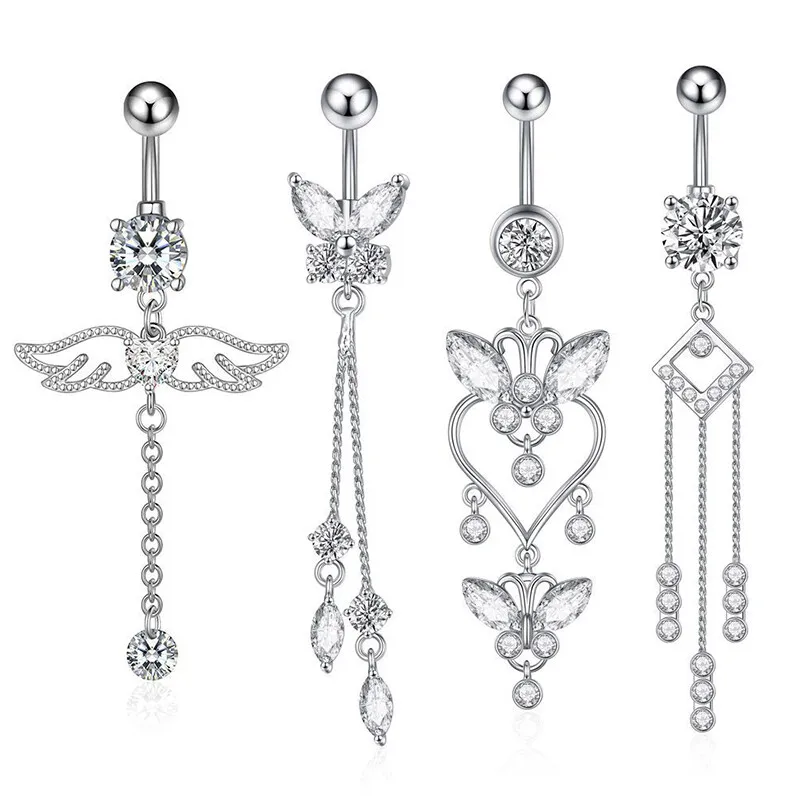 Surgical Steel Crystal Belly Button Piercing Set