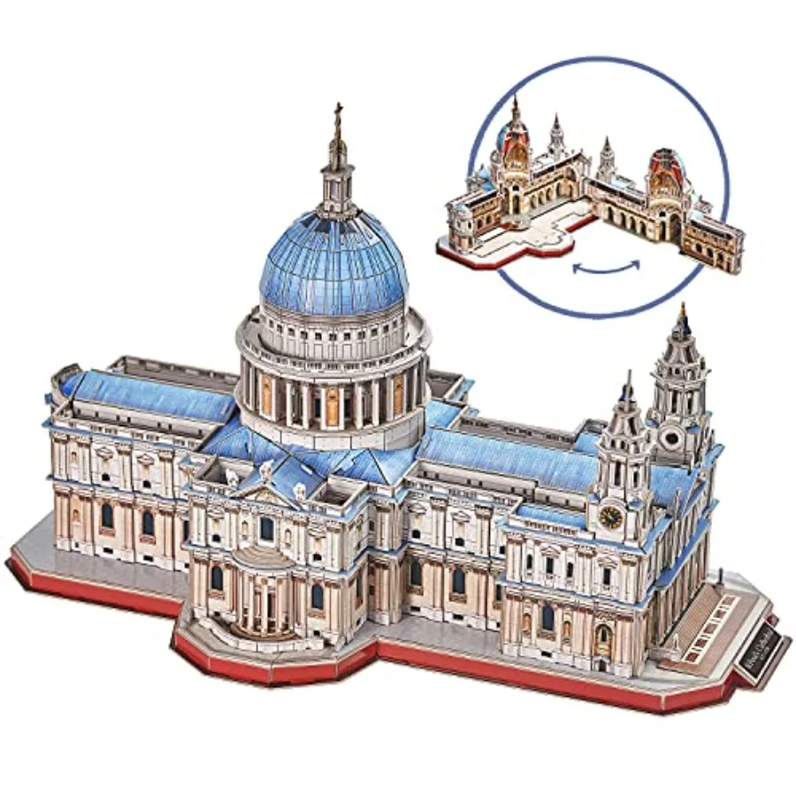 

3D Brain Teaser Puzzles for Adults: 643-Piece Britain Architecture Church Model Kit St. Paul's Cathedral, Metal Plastic, Grey-W