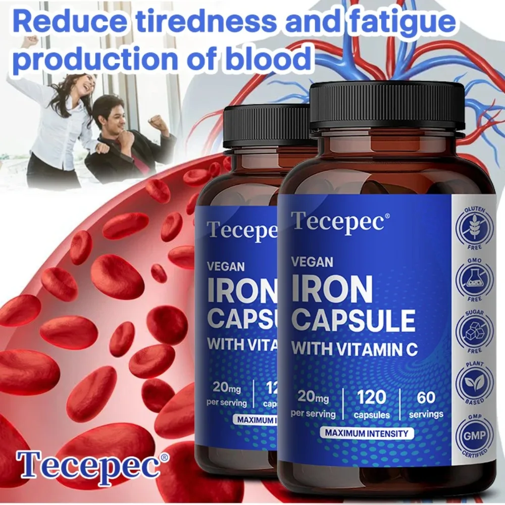 Iron Capsules - Help Immune System and Brain Health, Boost Energy Levels and Fight Fatigue, Relieve Anemia