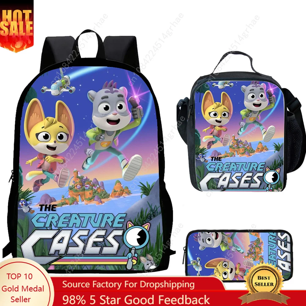 3pcs set Child Game The C-Creature Cases School Backpack with Lunch Bags ,Pencil Bags  School Bags for Boys Girls Best Gift