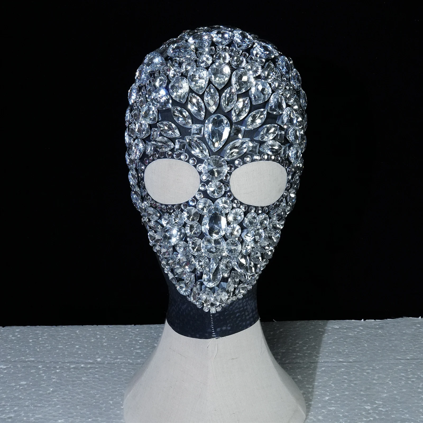 

Shiny Men's Headwear Party Rhinestone Christmas Nightclub Dj Masked Singer Crystal Hat Stage Accessories Performance Decoration