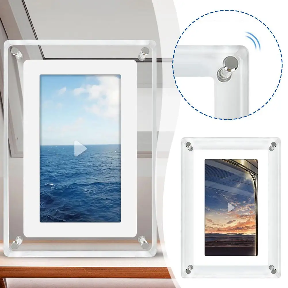 Imagem -02 - Recarregável Acrílico Digital Photo Frame Frame Eletrônico Vertical Screen Display Picture Video 1500mah Q1e0