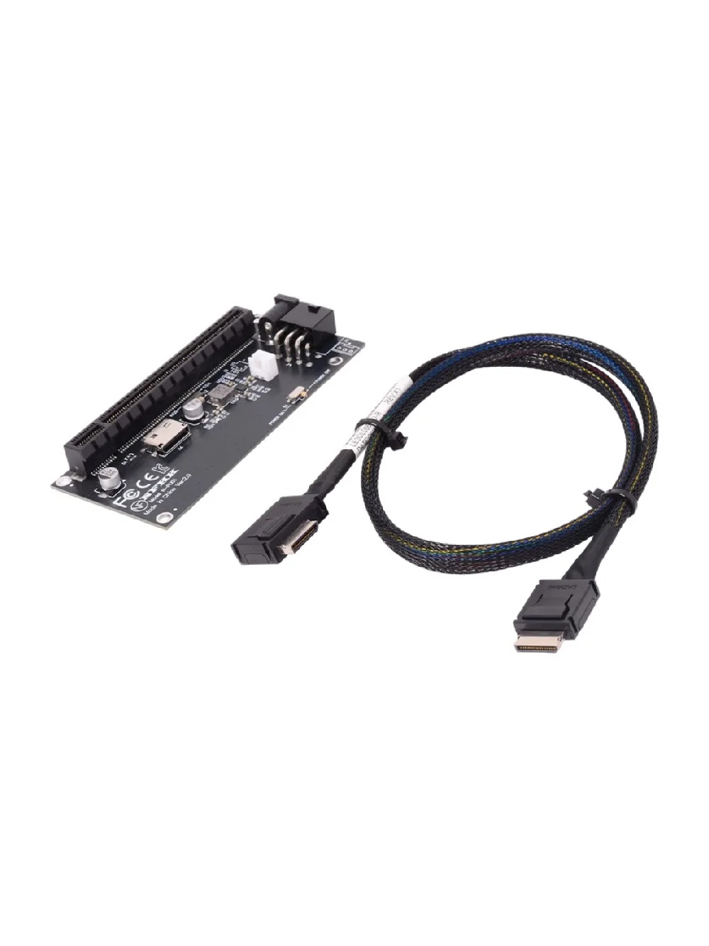 Karta adaptera Oculink SFF-8612 na PCIe X4 X16 do GPU z zasilaniem DC 12V, kompatybilna z PCIe 4.0 3.0, kabel SSF-8611 4i, kątowy 90 stopni — zdjęcie produktu 6