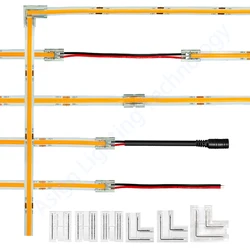 5Pcs/lot 5mm 8mm 10mm COB Led Strip Connector 5V 12V 24V 2Pin 3Pin 4Pin Welding-free Quick Connectors Electric Wire Connection