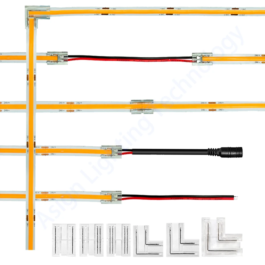 5Pcs/lot 5mm 8mm 10mm COB Led Strip Connector 5V 12V 24V 2Pin 3Pin 4Pin Welding-free Quick Connectors Electric Wire Connection