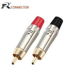 10pcs/5Pairs RCA Male Plug Gold+Nickel Plated RCA Connector Audio Cable Adapter RCA Wire Converters Red/Black
