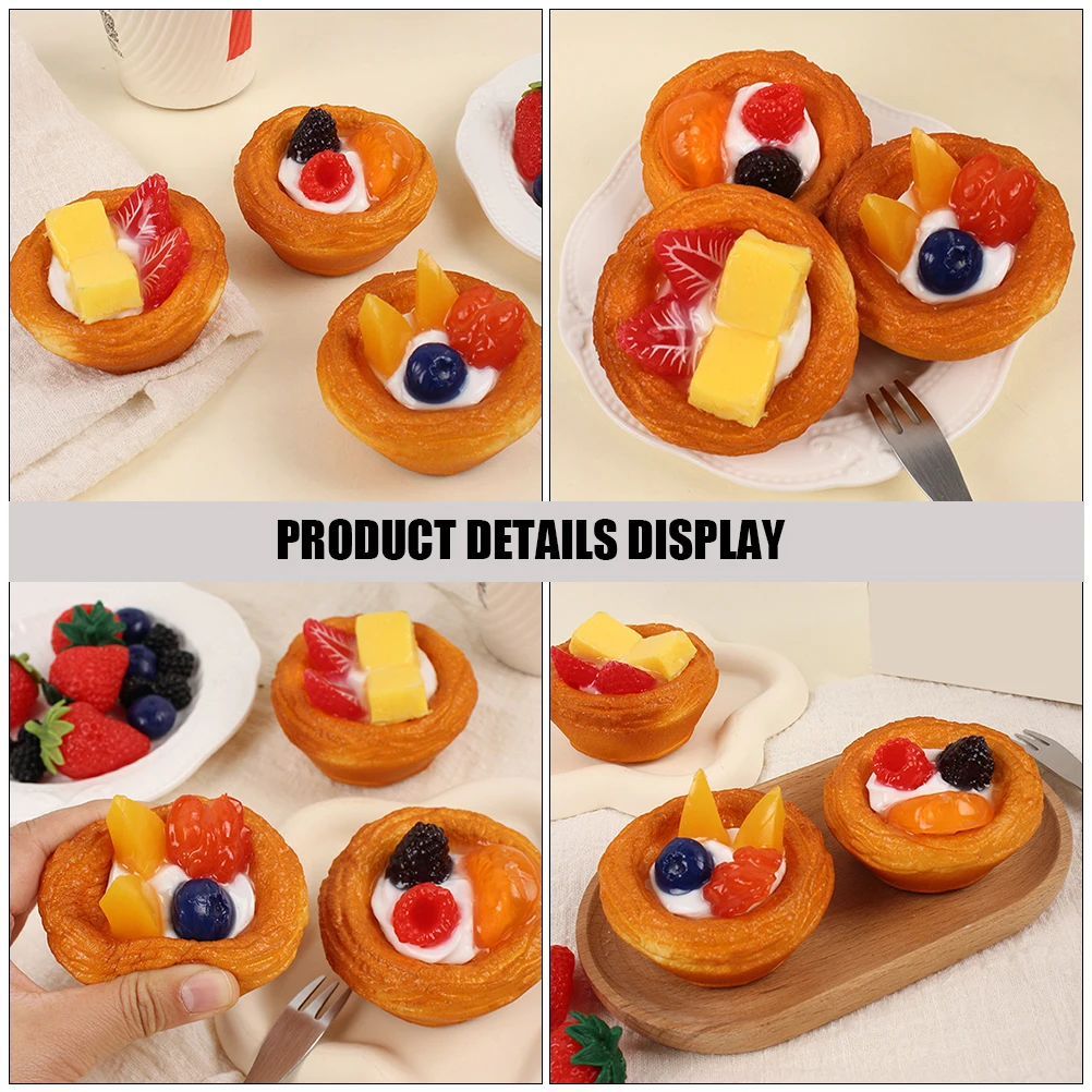 

3 Pcs Fridge Magnet Simulated Egg Tart Refrigerator Stickers Simulation Pastry Mini Pu