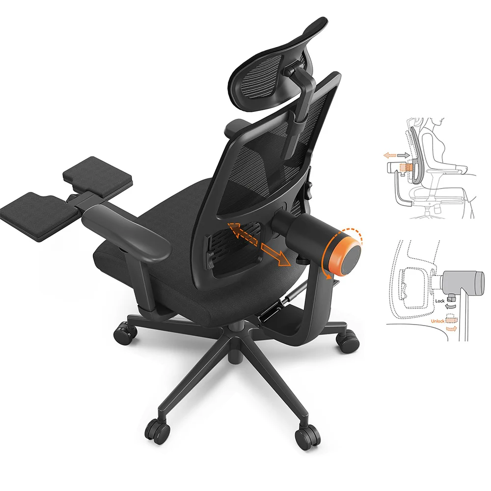 NEWTRAL MagicH-BP chaise ergonomique avec repose-pieds dossier à enchevêtrement automatique Support inférieur arrière adaptatif accoudoir réglable appui-tête