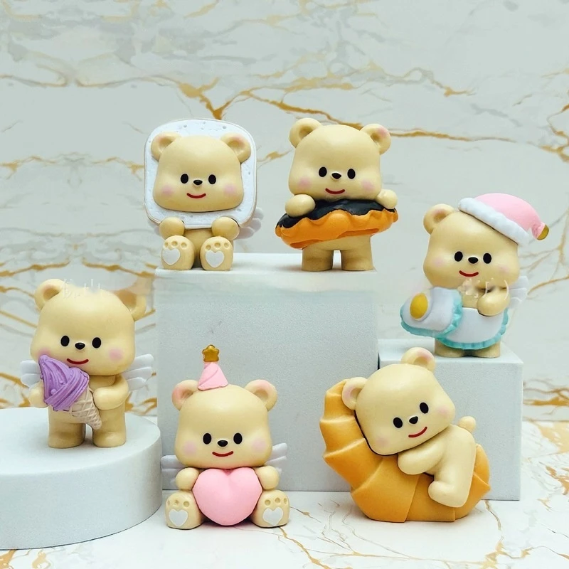 6pcs/Set New Anime Butterbear Action Figure Model Toys Girl Heart Ornament Cute Teddy Bear Action Figures Pvc Desktop Decoration