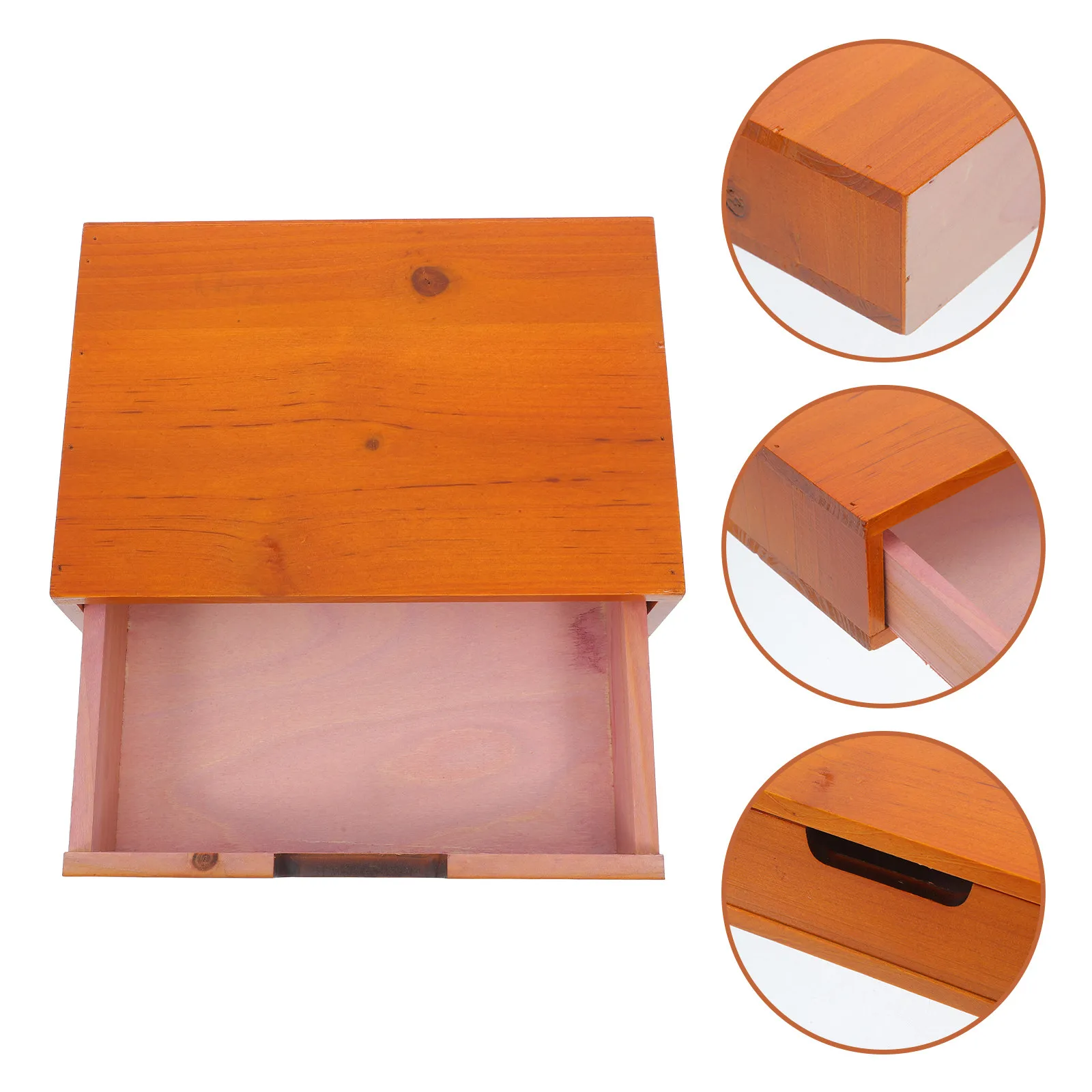 Single Drawer Wood Desktop Organizer Vintage Wooden Storage Cabinet Organizer Drawer Stackable Tabletop Storage Box for Desk