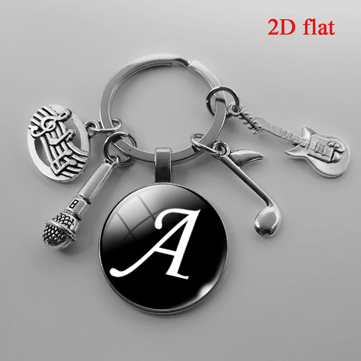 Porte-clés avec alphabet A-Z, cadeau pour professeur de musique, cadeau pour pianiste, microphone musical, guitare, deviendra votre cadeau préféré.