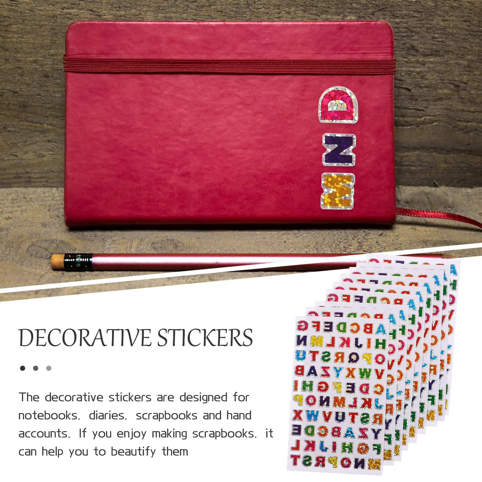 

100 Pcs Laser Letter Stickers Colorful Alphabet Adhesive Decorative Scrapbook DIY Cute Large Letters Stationery Kids Stickers