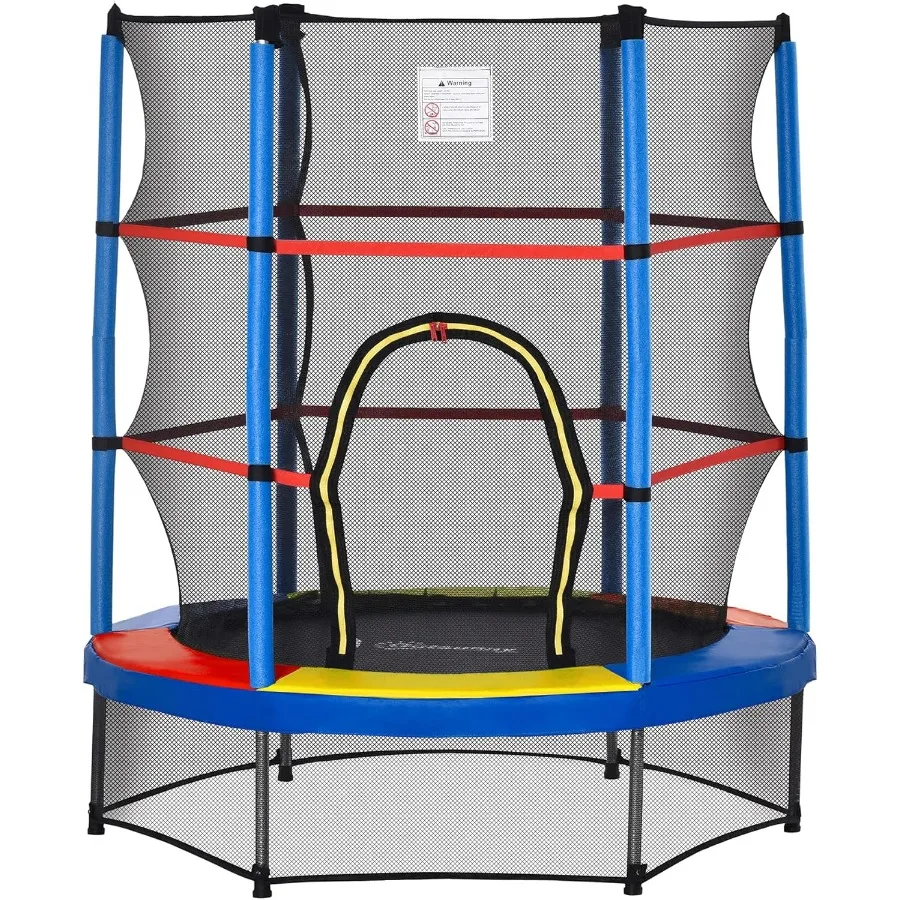 

5FT Trampoline for 55 Mini Indoor Outdoor Toddler Trampoline Toy with Enclosure Net Springless Design Safety Pad and Steel Fram