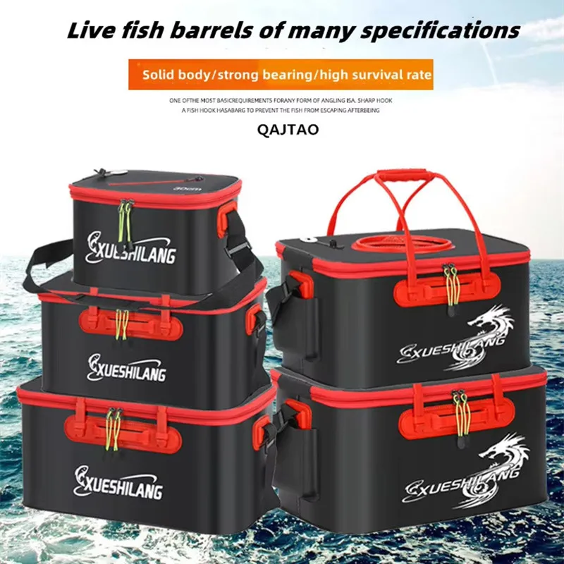 Fishing Bucket Folding Thickening Living Fish Bucket Without Oxygen Pump Portable EVA Water Tank Outdoor Fishing Live Fish Box