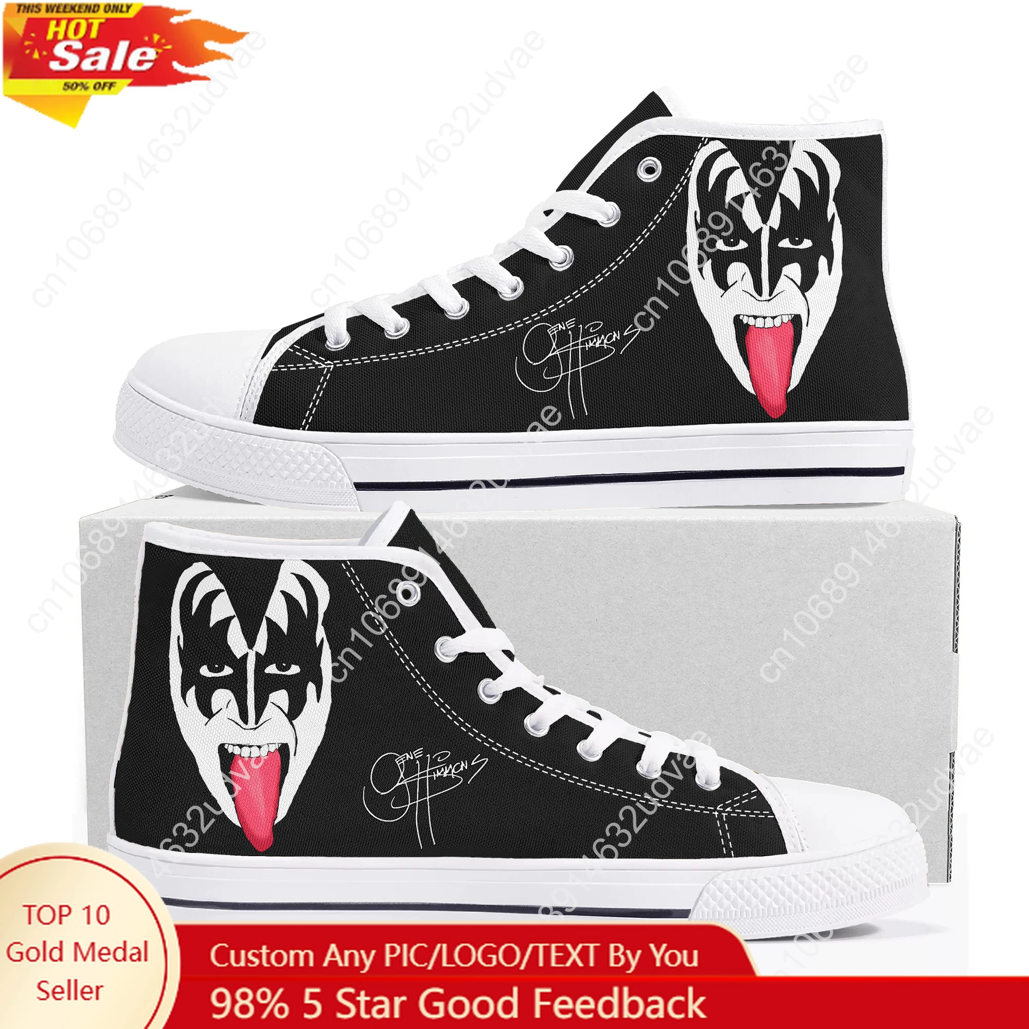 

Gene Simmons High Top Shoes Men Women Teenager Canvas Sneaker High Quality Sneakers Couple Footwear Custom Shoe