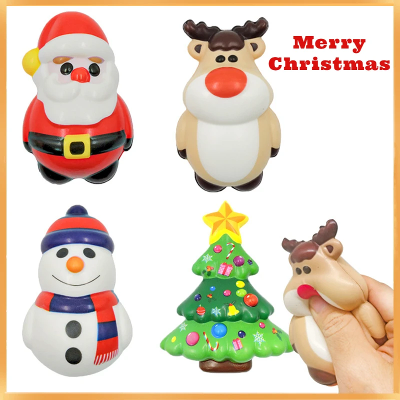 

4Pcs/Set Squishy Toys For Kids Christmas Gift Santa Claus Snowman Elk Christmas Tree Cute Slow Rising Stress Relief Squeeze Toys