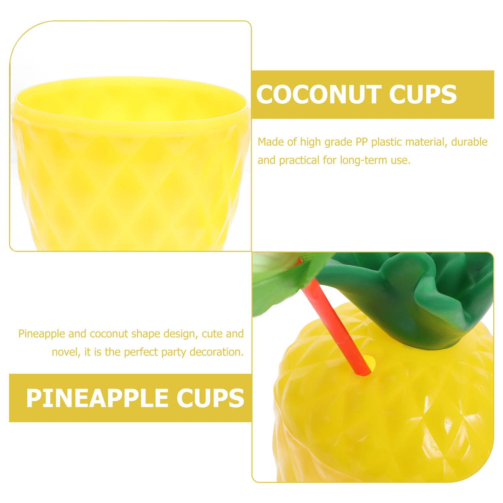 

Pineapple Coconut Cups Hawaiian Party Luau BBQ Decorations Food Grade PP Practical Easy Cleaning Drink Cups Birthday