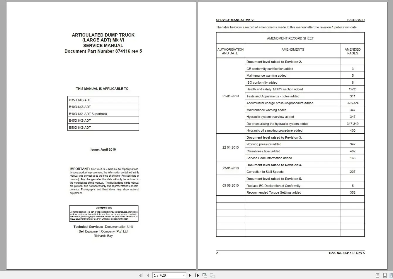 EPC-SOFTWARE BELL Articulated Dump Trucks Operator Manual, Service Manual and Part Manual Full DVD