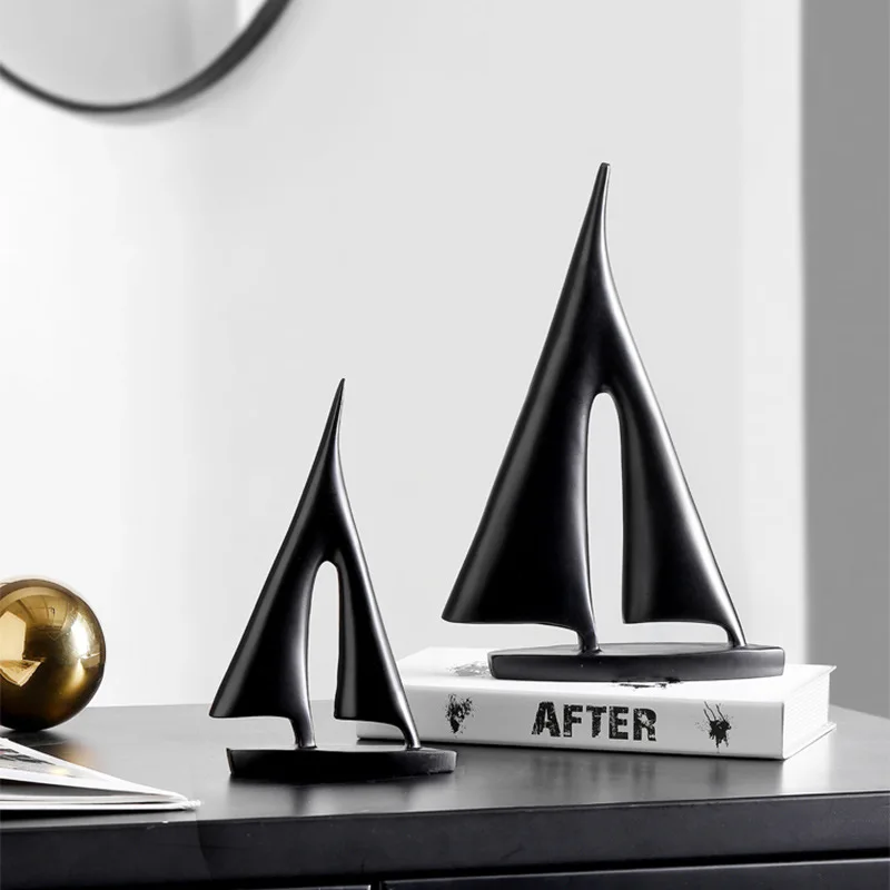 

Nordic modern simple sailing boat small ornaments resin crafts creative living room office desktop home decoration