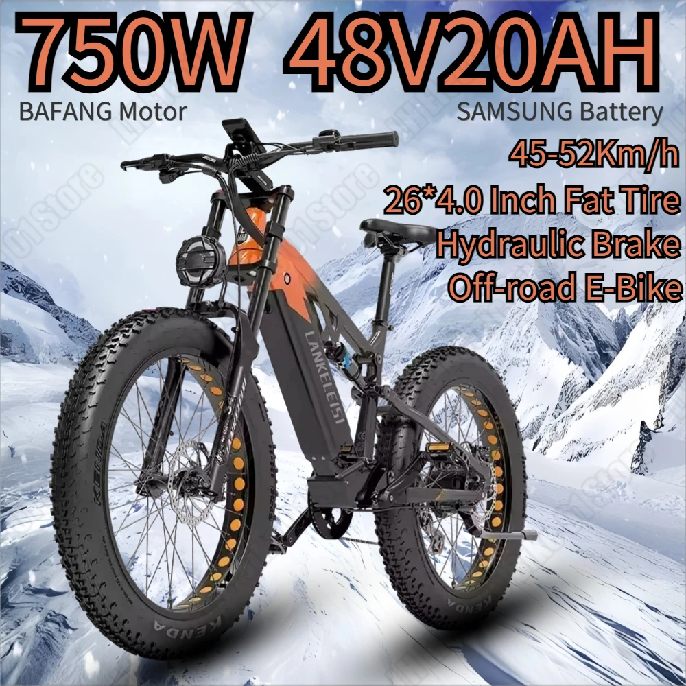 Electric Bicycle Lankeleisi RV800PLUS 750W48V20AH Hydraulic Brake Electric Bike 26*4inch Fat Tire Adult Mountain Off-road E-Bike