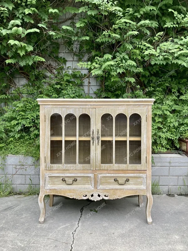 

L country retro carved dining side cabinet entrance table decoration table