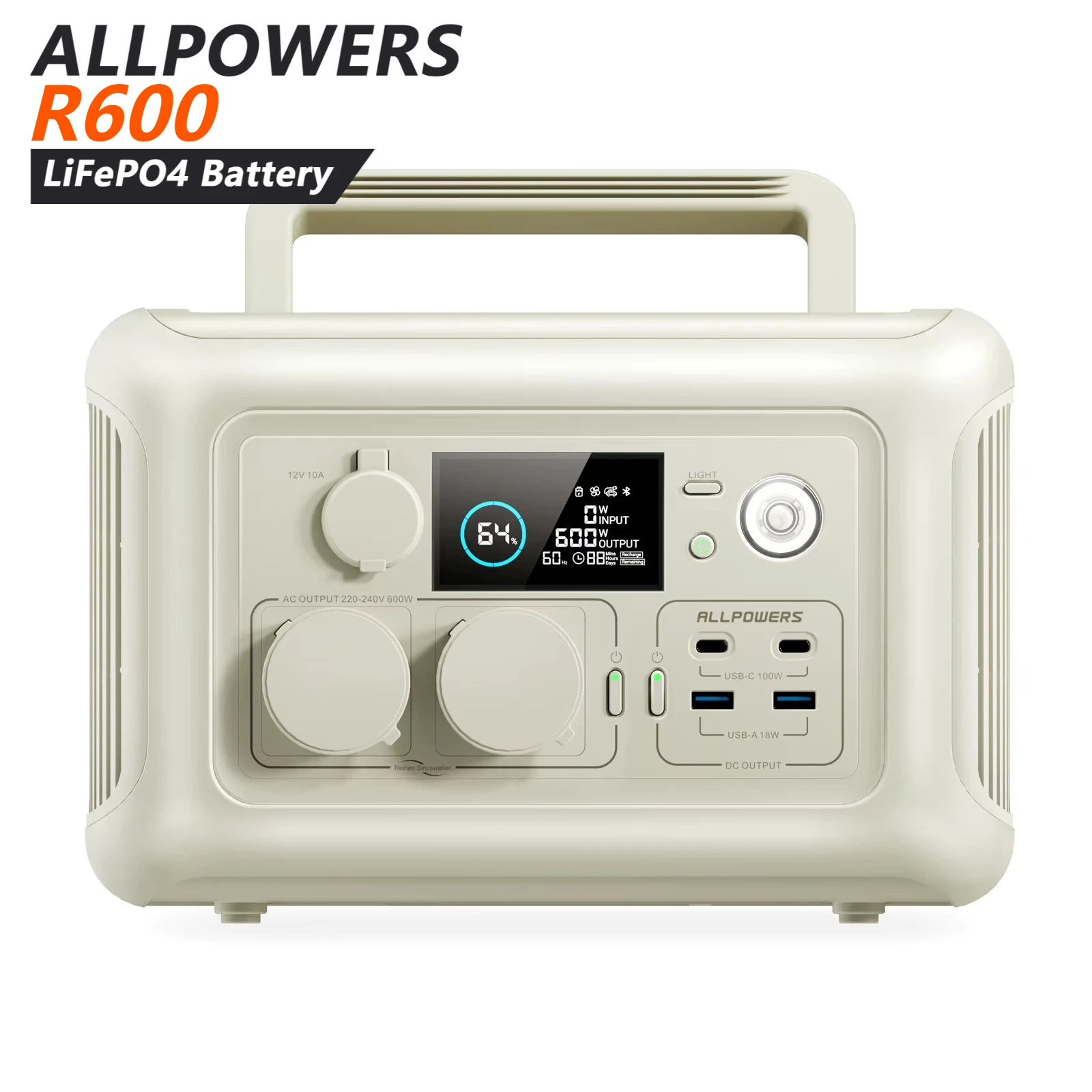 ALLPOWERS R600, stazione di alimentazione portatile da 600 W, 299 Wh, con batteria LiFePO4, 110 V/220 V, mini sistema solare con pannello solare, ideale per campeggio all’aperto, camper, uso domestico