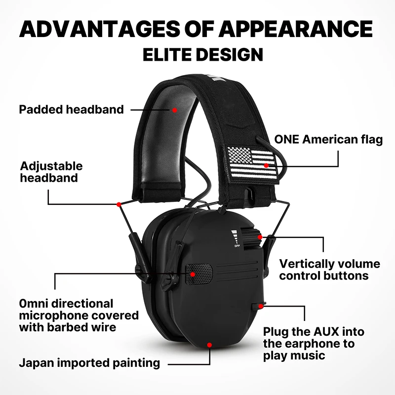 Shooting Active Headset Headphones for Shooting Electronic Hearing Protection Ear Protect Noise Reduction Active Hunting Earmuff