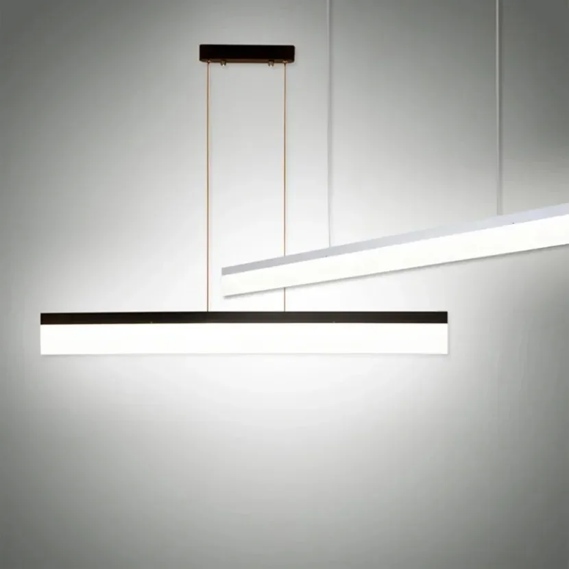 Simple LED Office Pendant Light Modern Strip Aluminum Acrylic Home Light Living Room Dining Room Interior Decor Chandelier Light