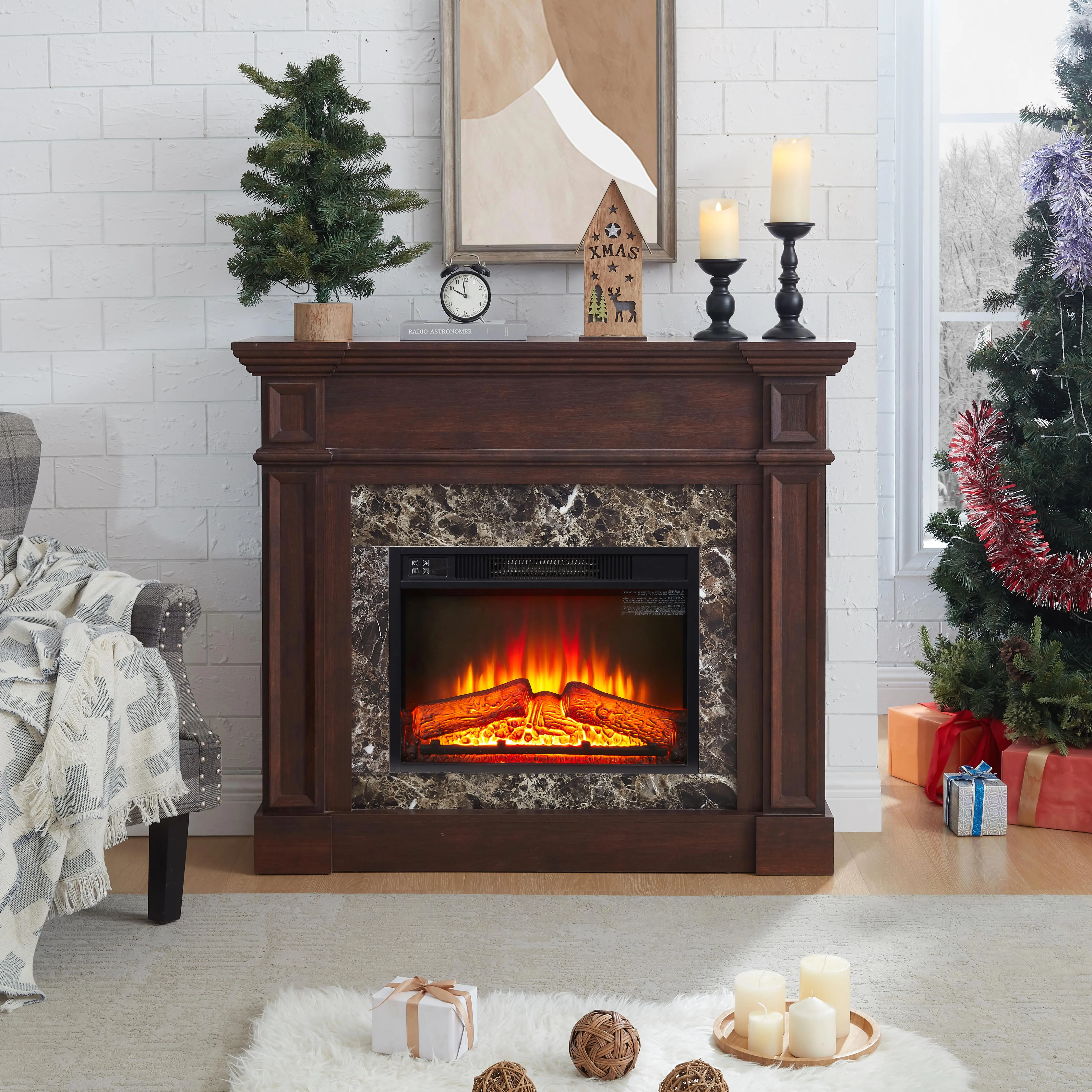 Cherry Mantel for 23 Fireplace - 45.6W x 11.8D x 40H, Elegant Design