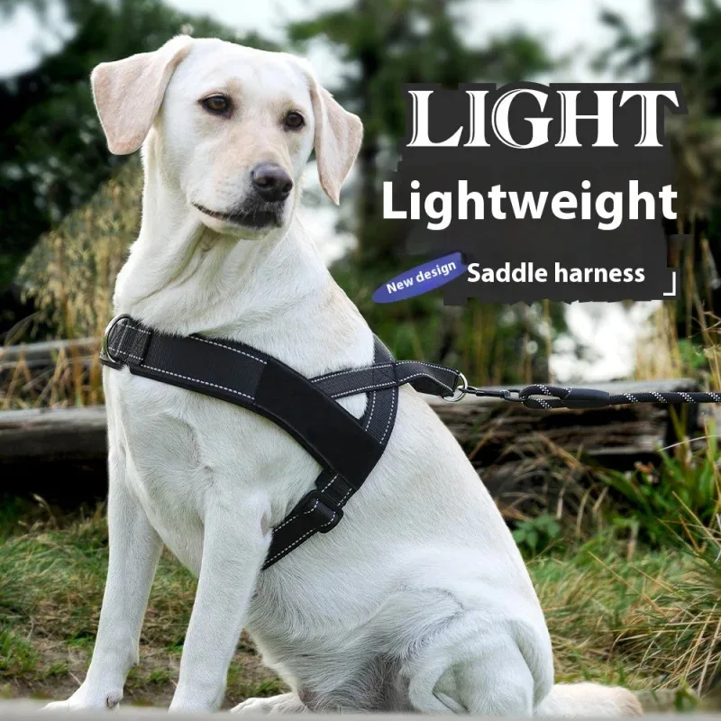 

Heavy Duty Dog Harness for Large Breeds - Lightweight Saddle Design with Dual Reflective Strips, No-Pull Pet Harness with Padded