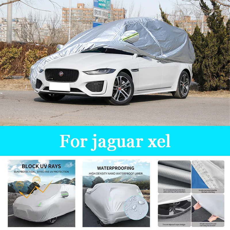 

Car Cover Outdoor Full Exterior Snow Cover Sunshade Waterproof Dustproof Protection with Reflective Strips for Jaguar Xel