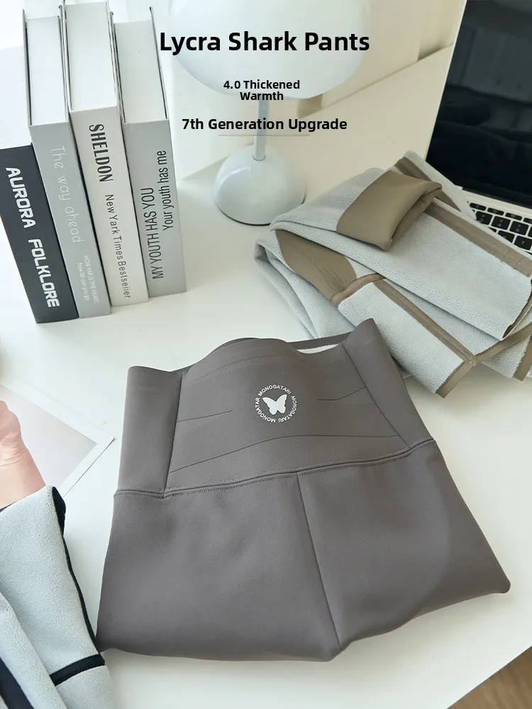 Calças de Yoga Plus Size com Forro de Couro Sintético, Cintura Alta, Modeladoras, Camada Base Feminina para Outono e Inverno