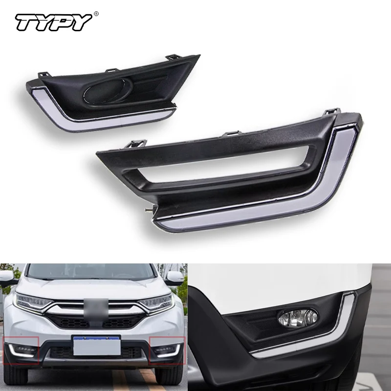 

TYPY Автомобильные мигающие 2 шт. Автомобильные противотуманные фары DRL, светодиодные дневные ходовые огни для Honda CRV CR-V 2017 2018 2019 с реле в стиле указателя поворота