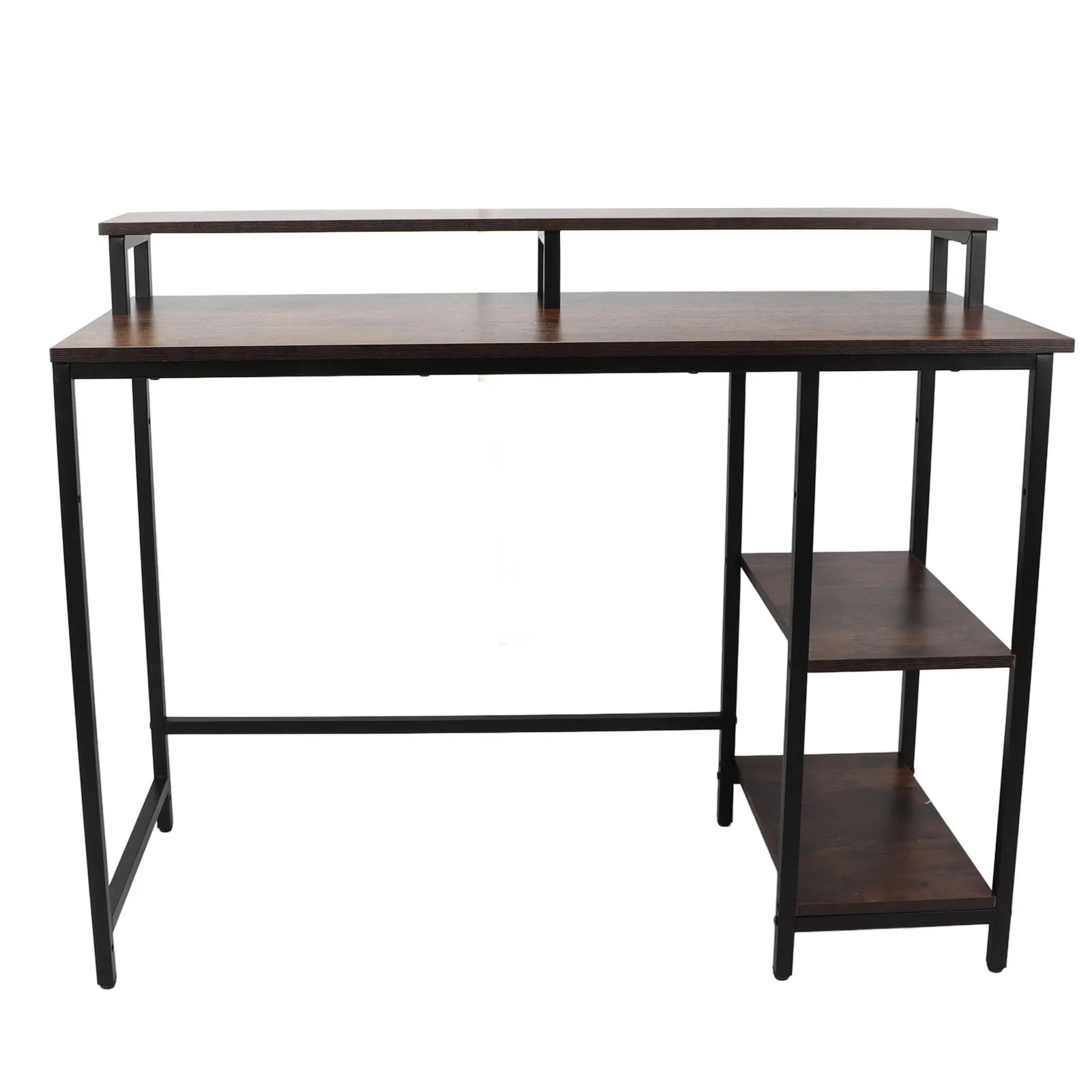 Vintage Computer Desk with Raised Shelf Drawers Artificial Board Metal Industrial Computer Table for Home Study Room