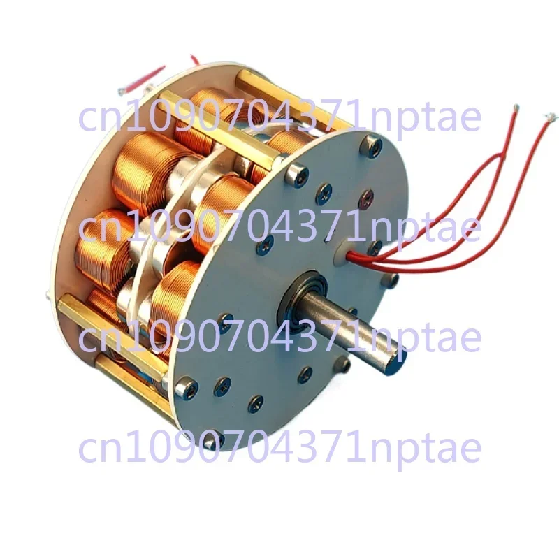 Miniature double-layer disc with iron core ultra-low speed multi-pole three-phase AC brushless power generation