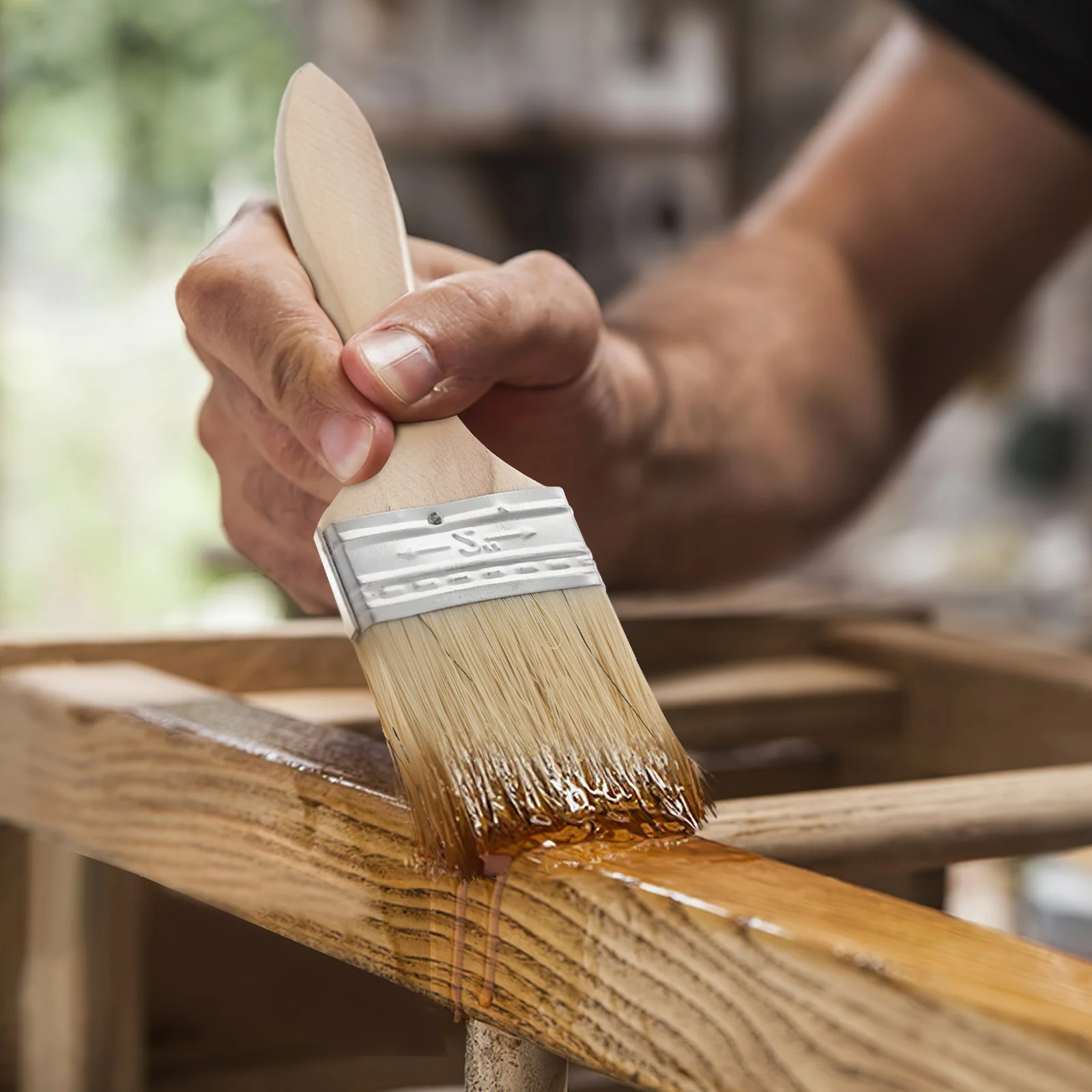 Pincel de pintura con mango de madera grueso, mantequilla para paredes, acuarela, mampostería, pintura al óleo, pinceles para artistas