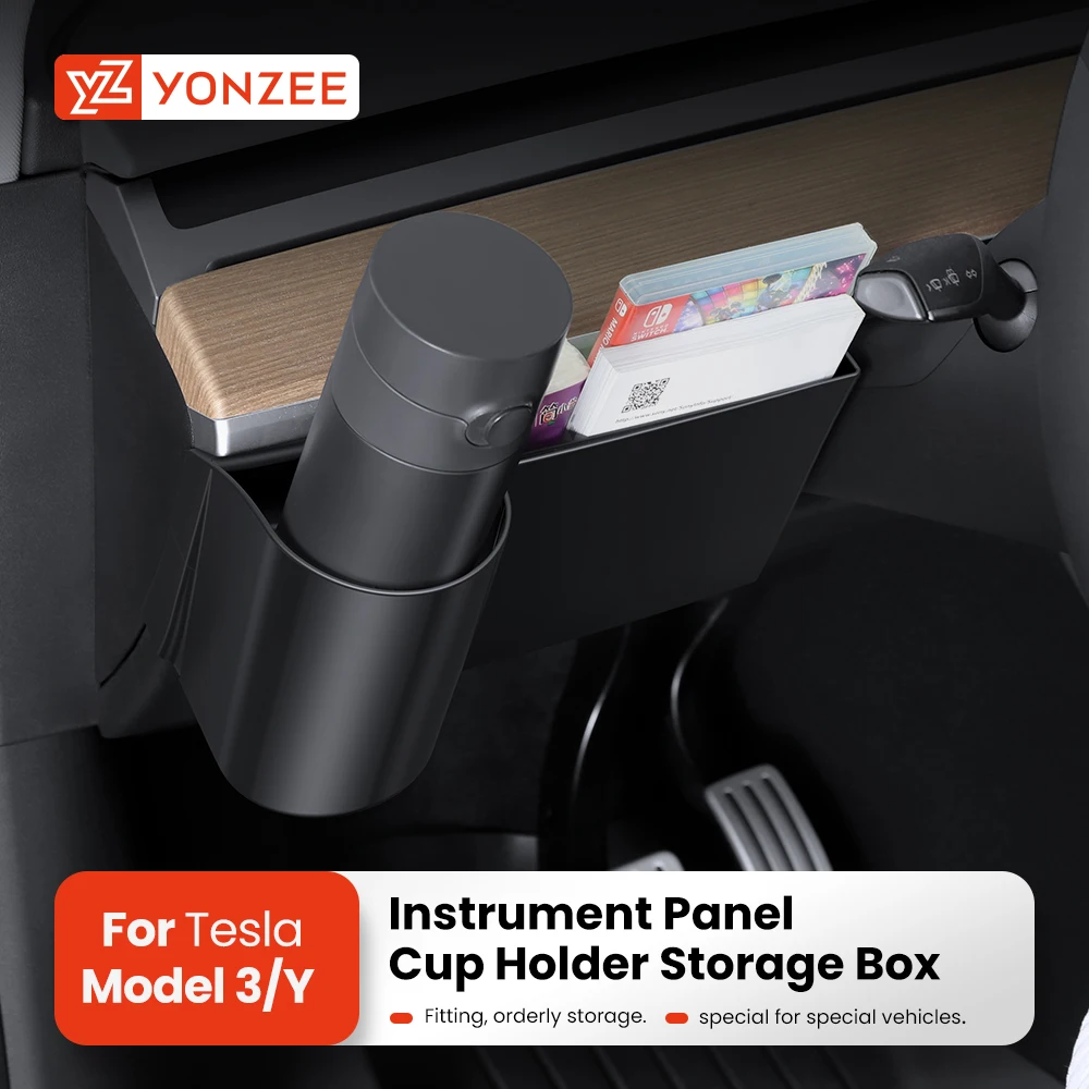 YZ For Tesla Model 3 Y Instrument Panel Water Cupholder ABS Material Car Accessory Storage Box Model Y Accessory